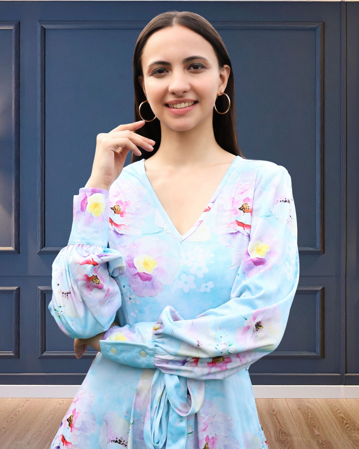 🌸 Floral Printed Spandex Dress – Stretchy, Stylish & Summer-Ready