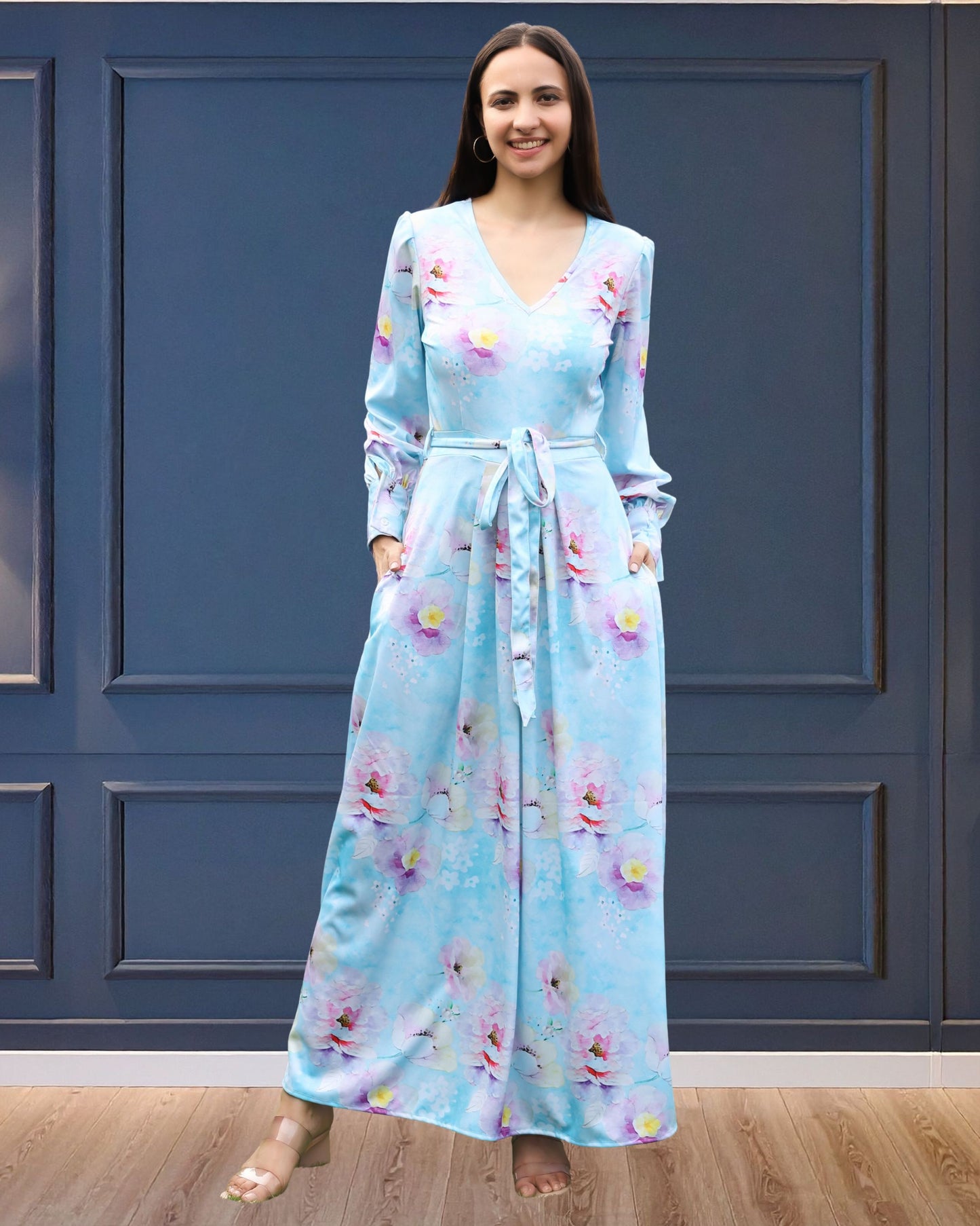 🌸 Floral Printed Spandex Dress – Stretchy, Stylish & Summer-Ready