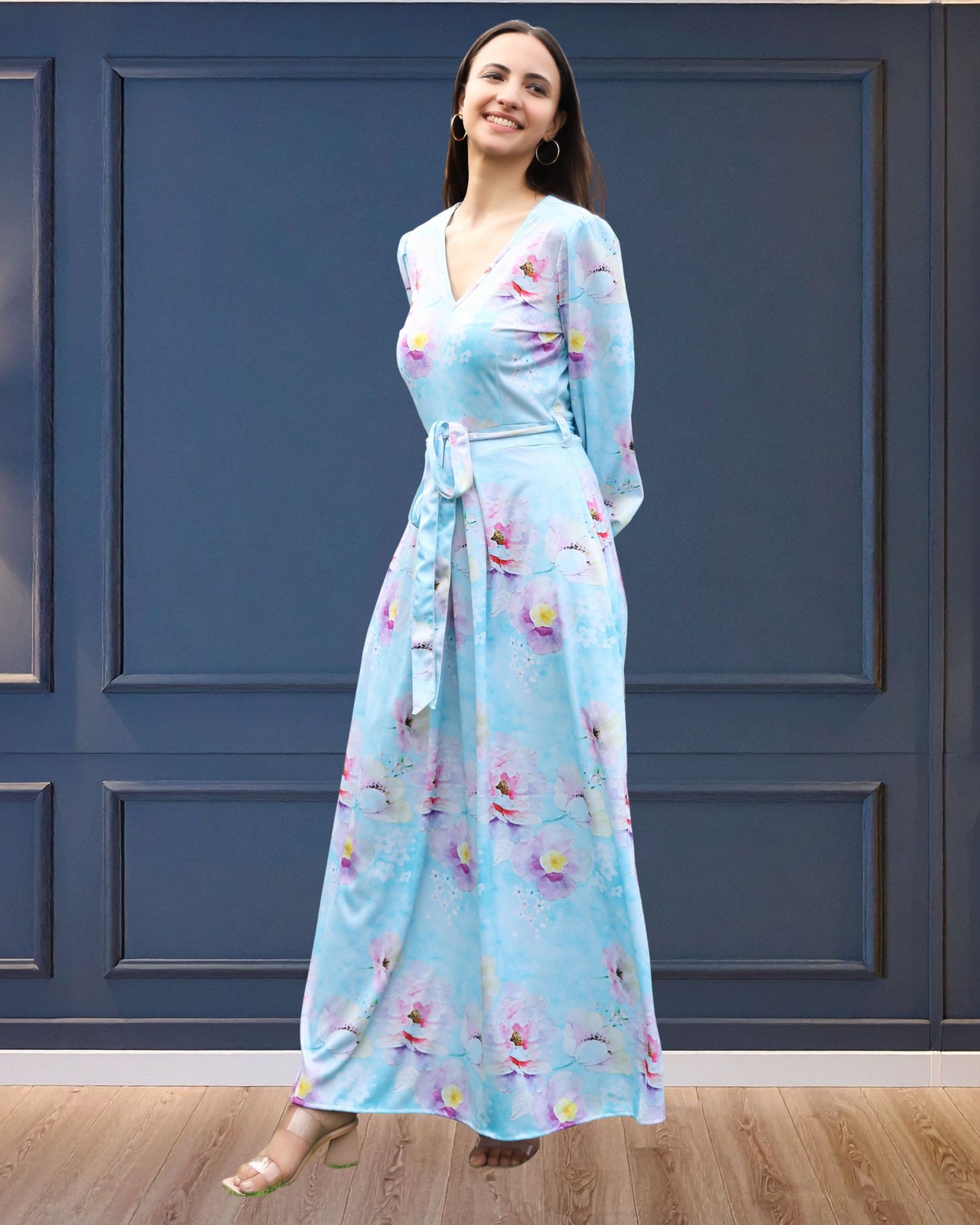 🌸 Floral Printed Spandex Dress – Stretchy, Stylish & Summer-Ready