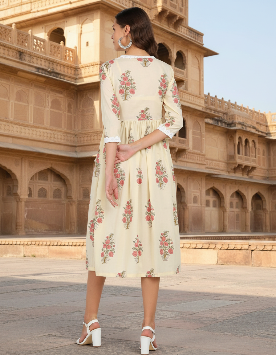 Floral Print Ethnic Cotton Tunic for Everyday Comfort