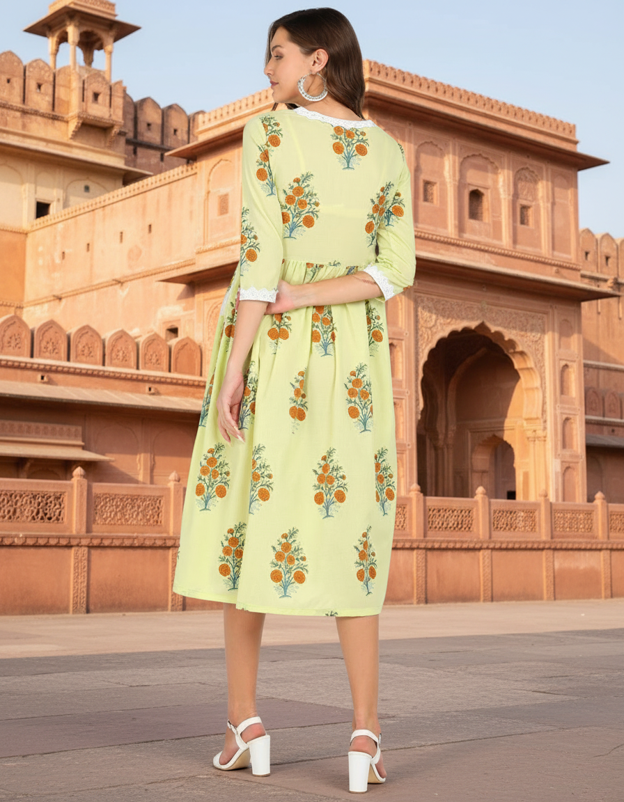 Ethnic Floral Printed Cotton Tunic – Soft & Stylish