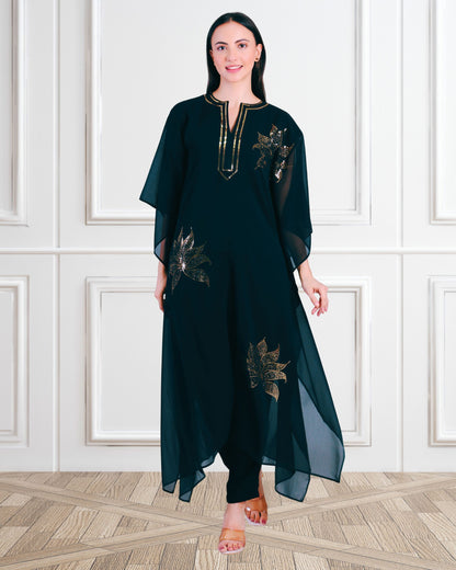 Women's Sequin Motif Embellished Georgette Kaftan Set