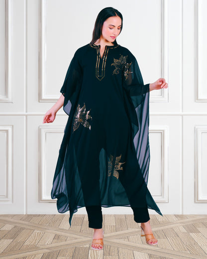 Women's Sequin Motif Embellished Georgette Kaftan Set
