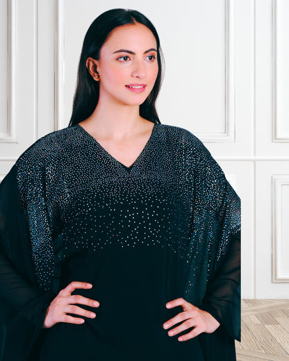 Premium Sequins Motifs Kaftan Style Top with Coordinated Pants