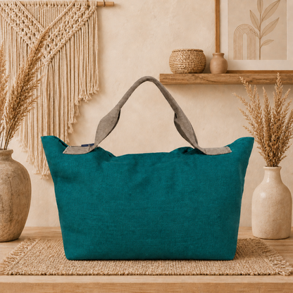 Large Linen Shoulder Tote Bag