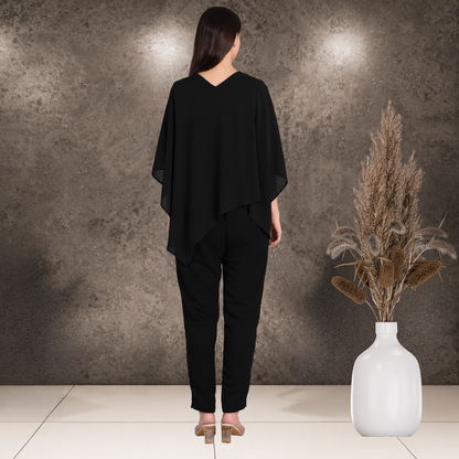Designer Asymmetric Sequins Embellished Top with Matching Pants
