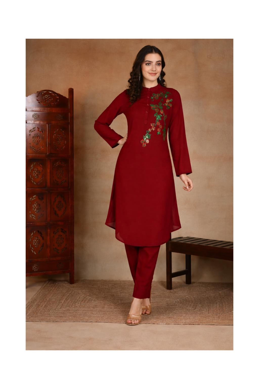 Sequin-Embellished Women’s Rayon Top & Pant Co-Ord Set – Festive & Party Wear