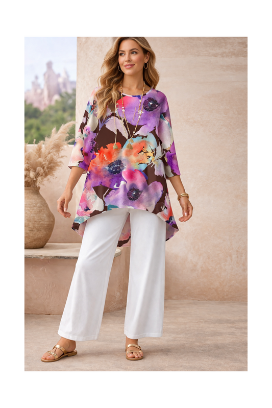🌸 Stylish Spandex Floral Top & Pant Set