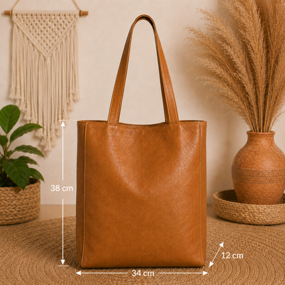 Tan Leather Tote Bag