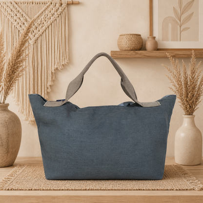 Large Linen Shoulder Tote Bag