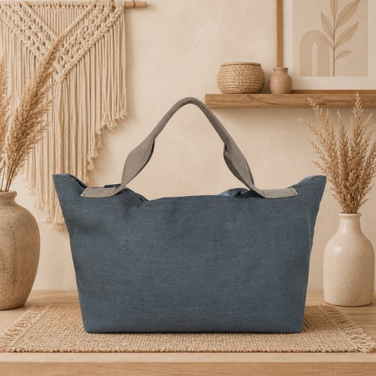 Large Linen Shoulder Tote Bag