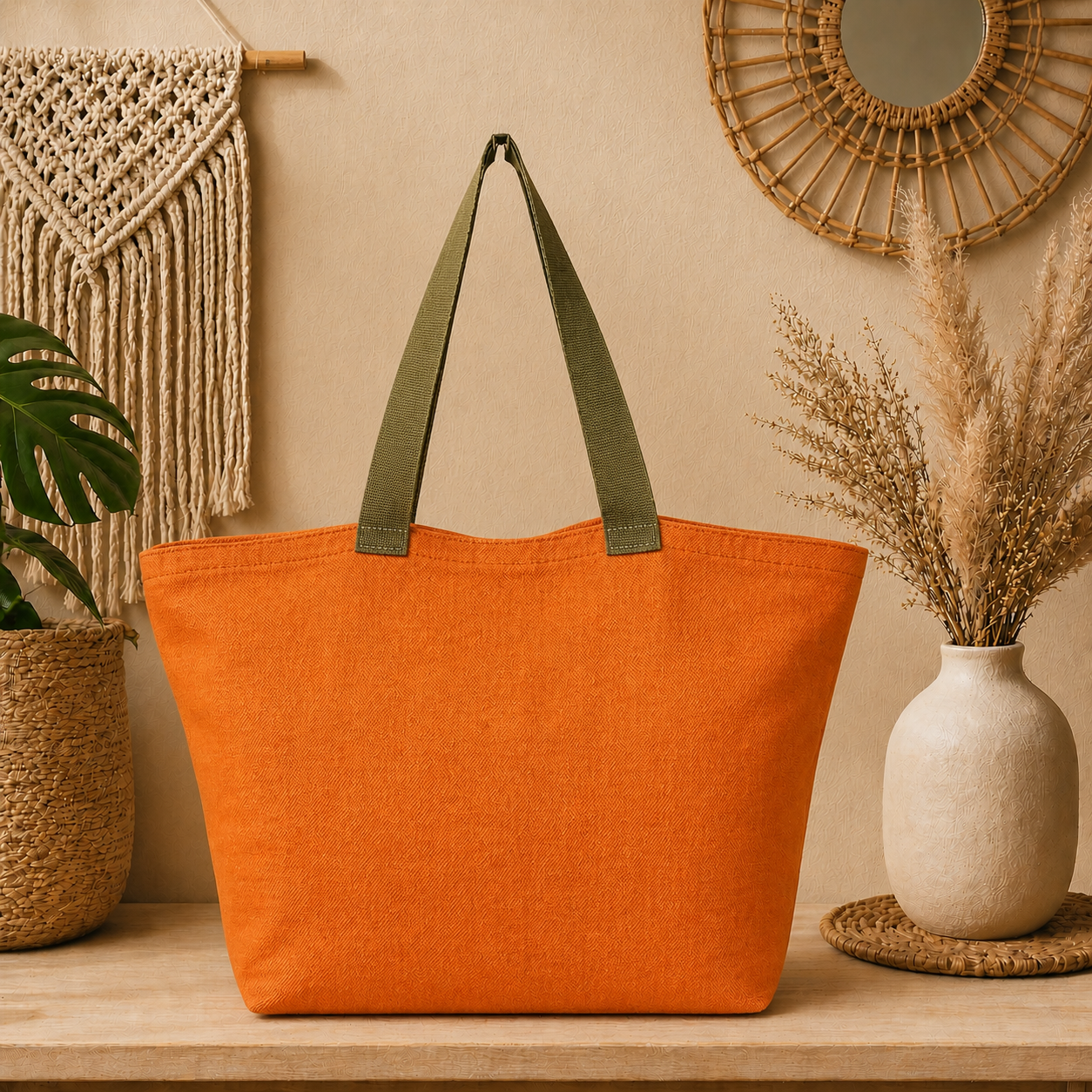Large Linen Shoulder Tote Bag