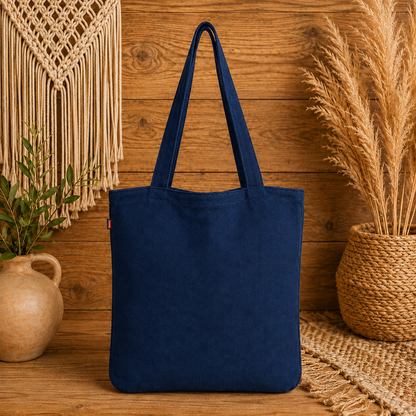 Large Linen Shoulder Tote Bag with Bow