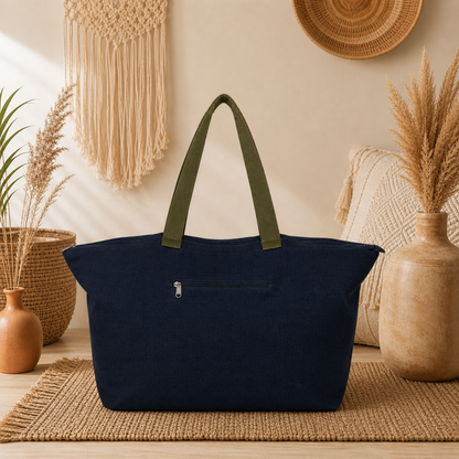Large Linen Shoulder Tote Bag