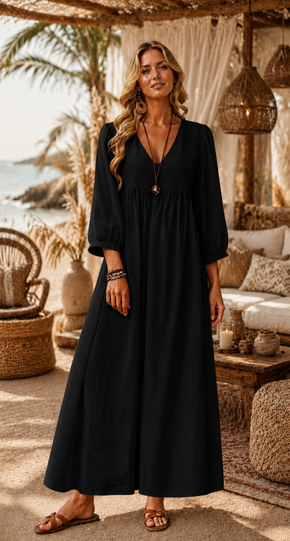 Linen Coastal Breeze Maxi Dress