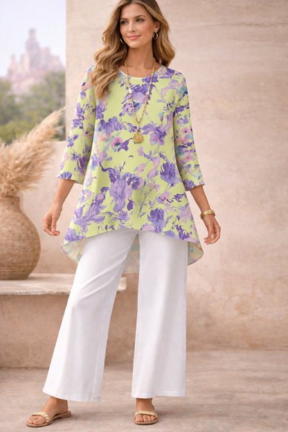 🌸 Stylish Spandex Floral Top & Pant Set