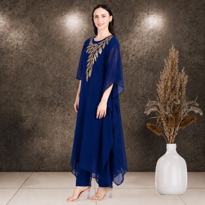 Women's Sequin Motif Embellished Georgette Kaftan Set