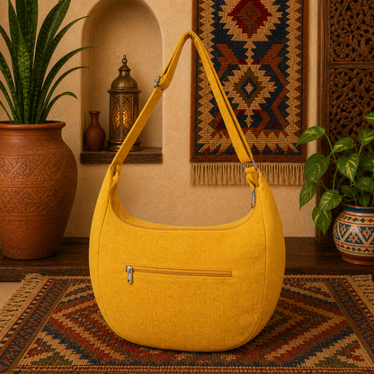 Large  Linen Shoulder Hobo Bag