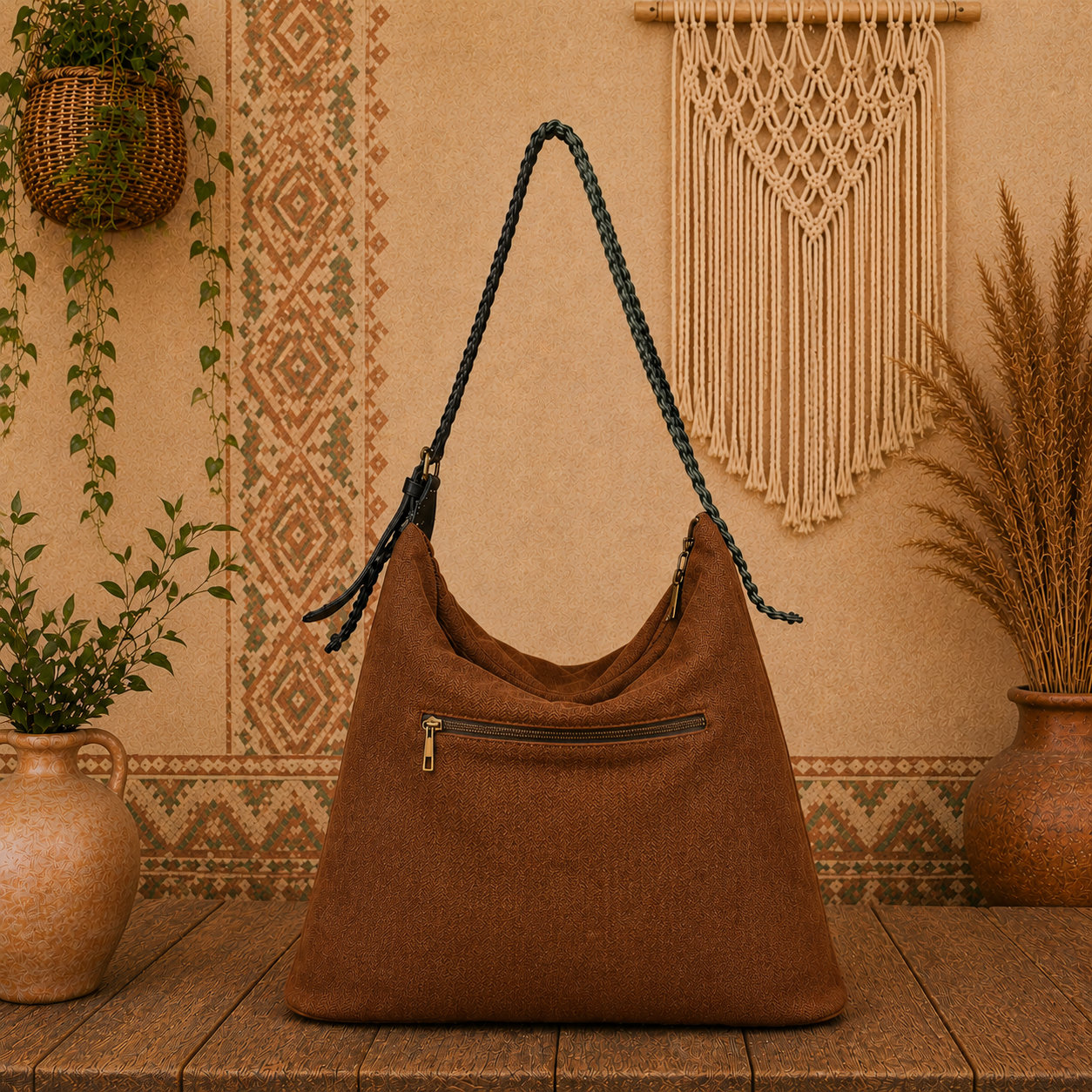 Large Linen Tote Shoulder Bag