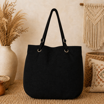 Large Linen Shoulder Tote Bag