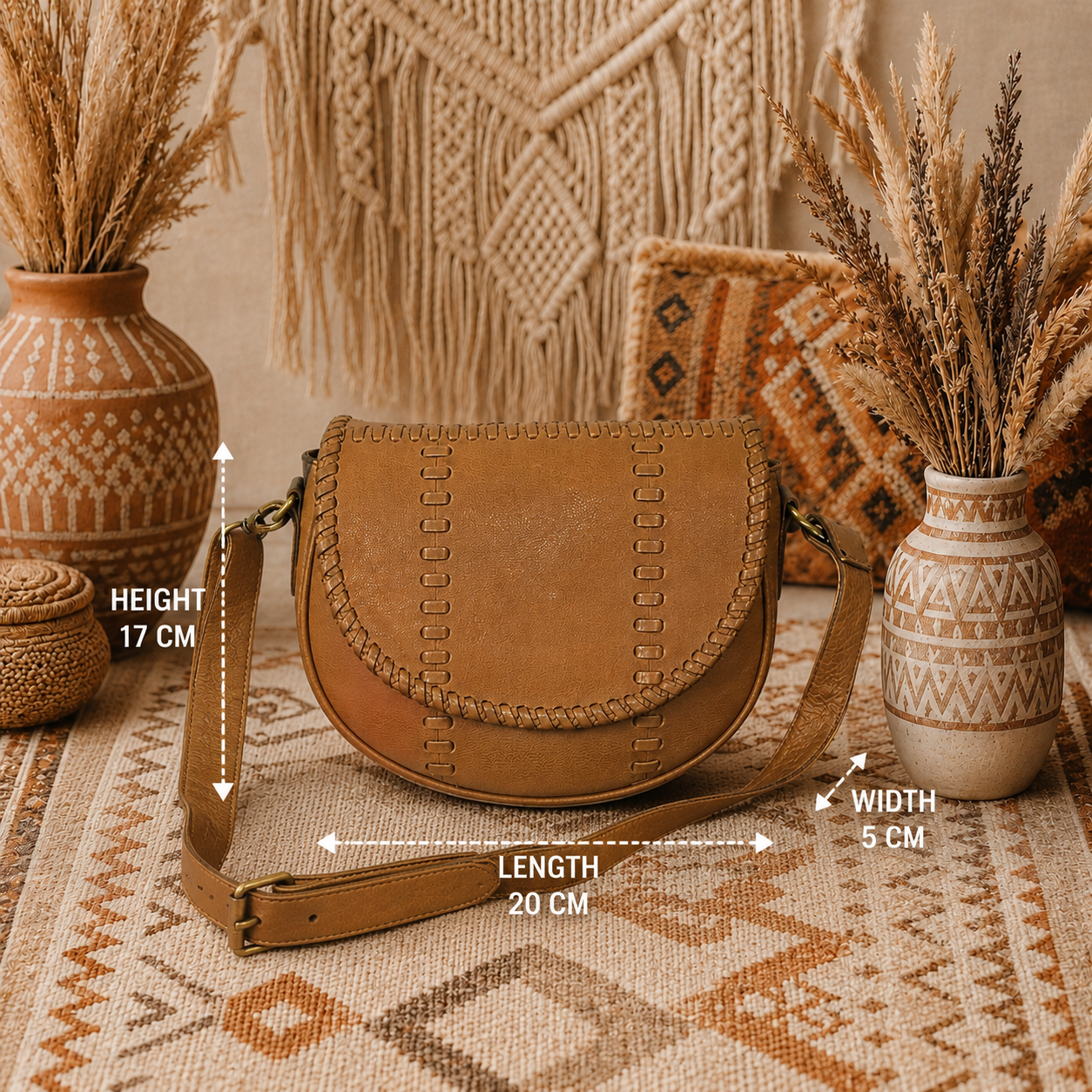 Saddle Crossbody Leather Bag