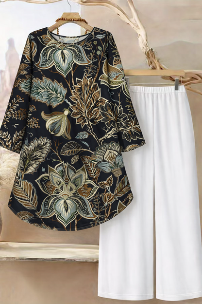 🌸 Stylish Spandex Floral Top & Pant Set