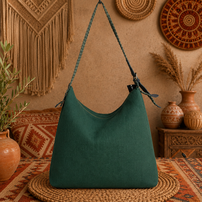 Large Linen Tote Shoulder Bag