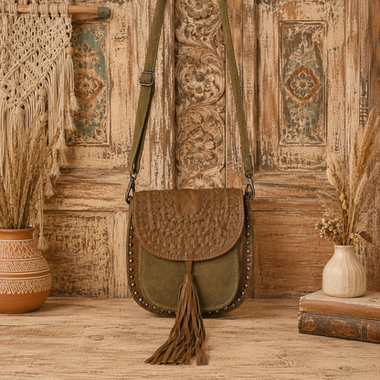 Leather Crossbody Bag With Fringes