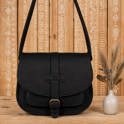 Leather Crossbody Bag with Cargo Pocket