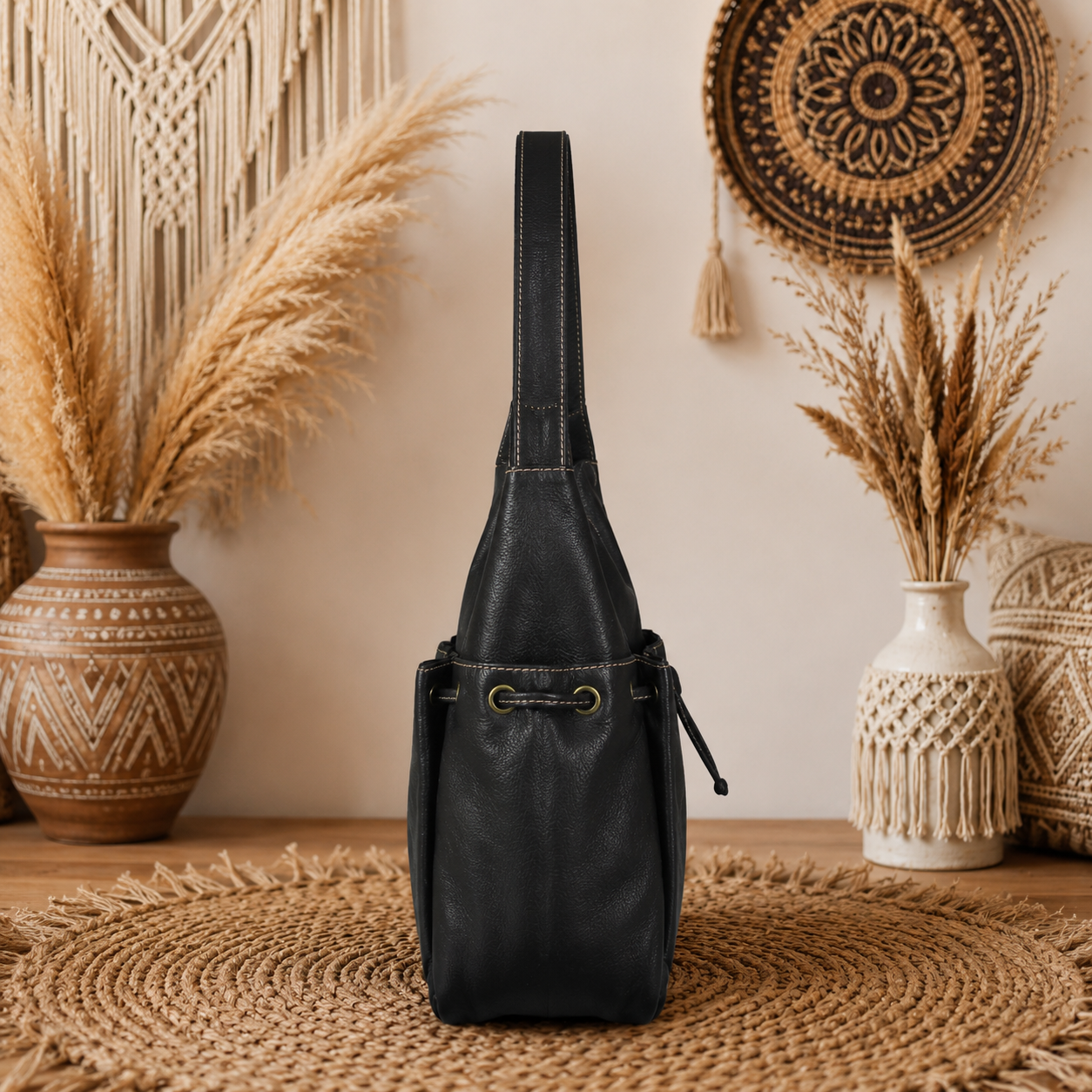 Black Leather Shoulder Bag