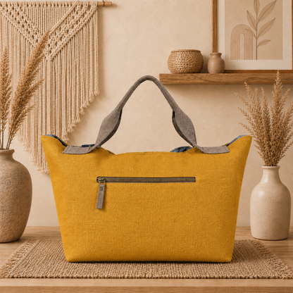 Large Linen Shoulder Tote Bag
