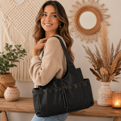 Black Leather Shoulder Bag