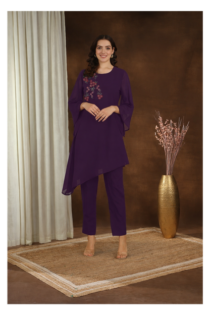 ✨ Women’s Sequins Embellished Asymmetric Top & Pant Set