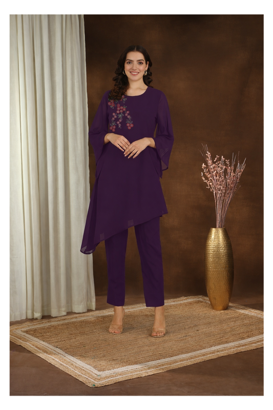 ✨ Women’s Sequins Embellished Asymmetric Top & Pant Set