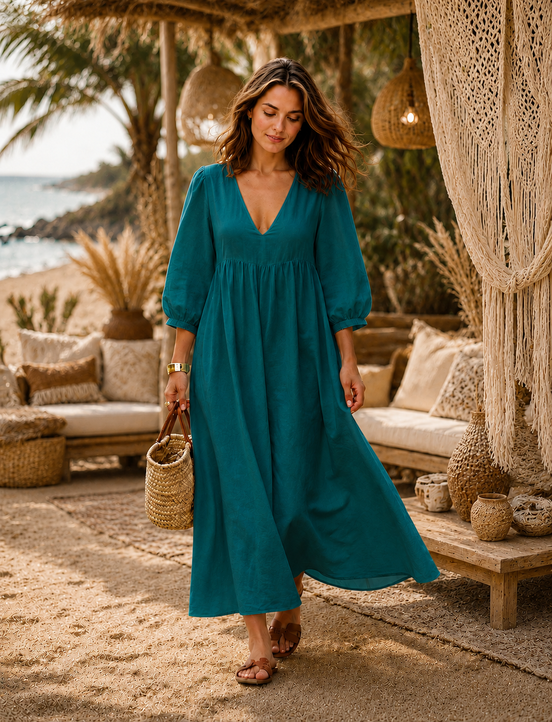 Linen Coastal Breeze Maxi Dress