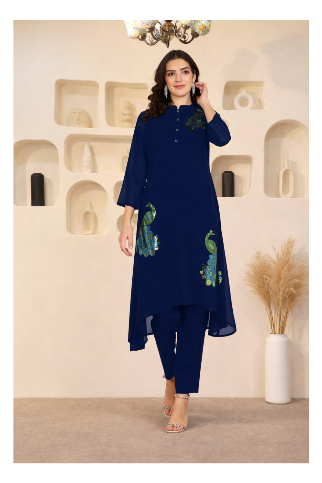 Designer Georgette Co-Ord Set for Women with Sequin Work – Stylish Top & Pant Set