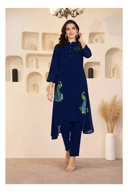 Designer Georgette Co-Ord Set for Women with Sequin Work – Stylish Top & Pant Set