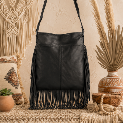 Leather Fringe Handbag