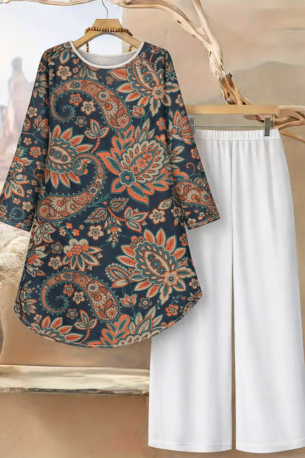 🌸 Stylish Spandex Floral Top & Pant Set