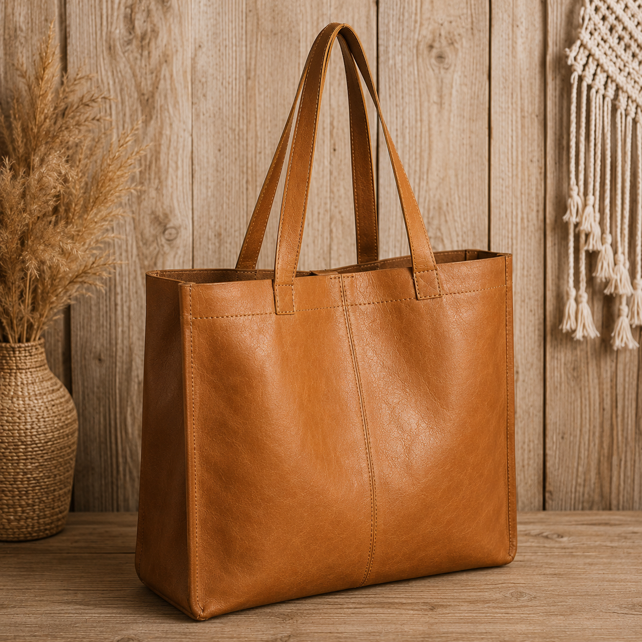 Leather Tote Bag – Minimalist Everyday Carryall for Work & Travel