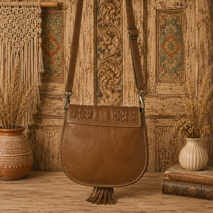 Leather Crossbody Bag With Fringes