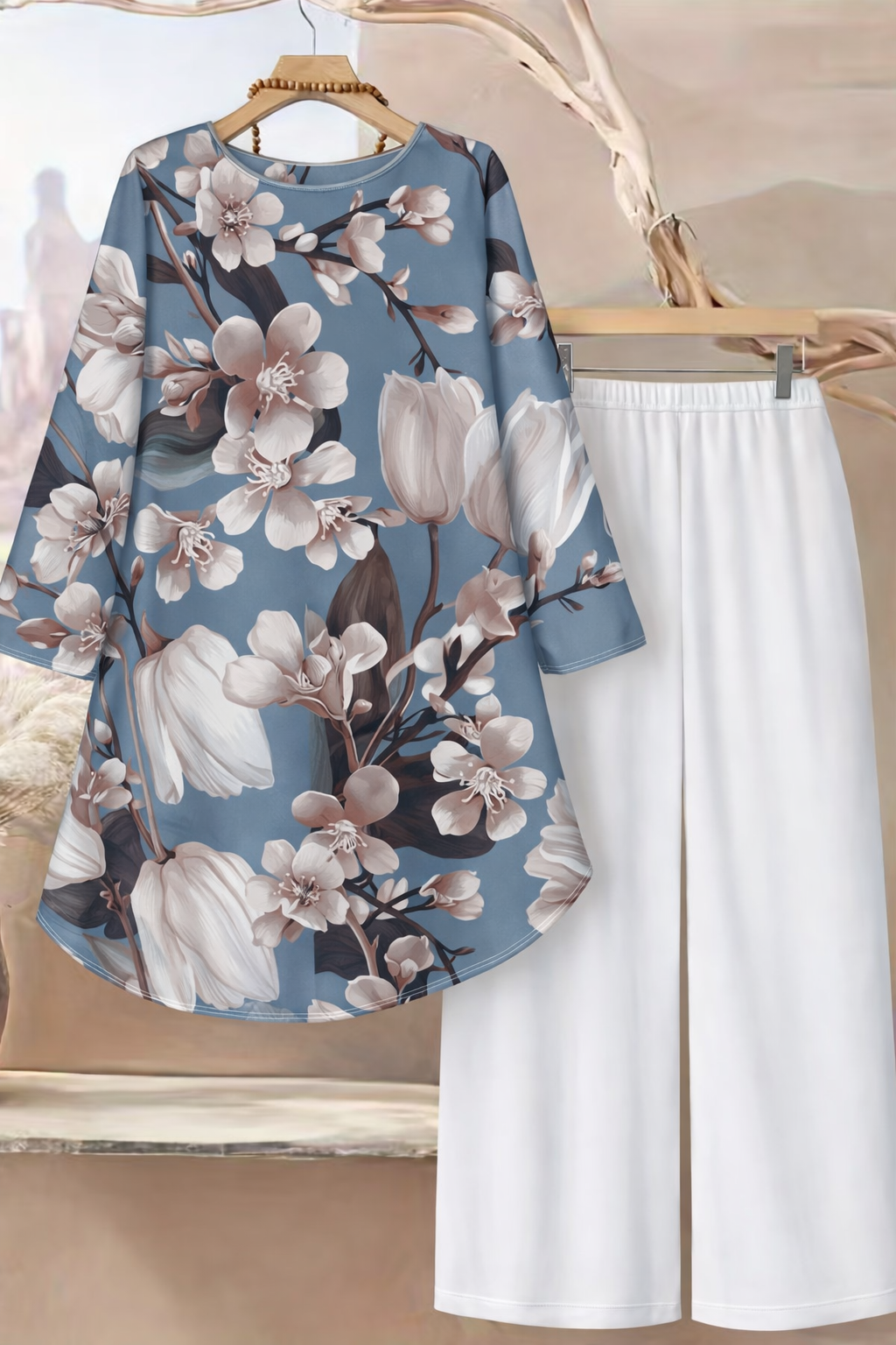 🌸 Stylish Spandex Floral Top & Pant Set