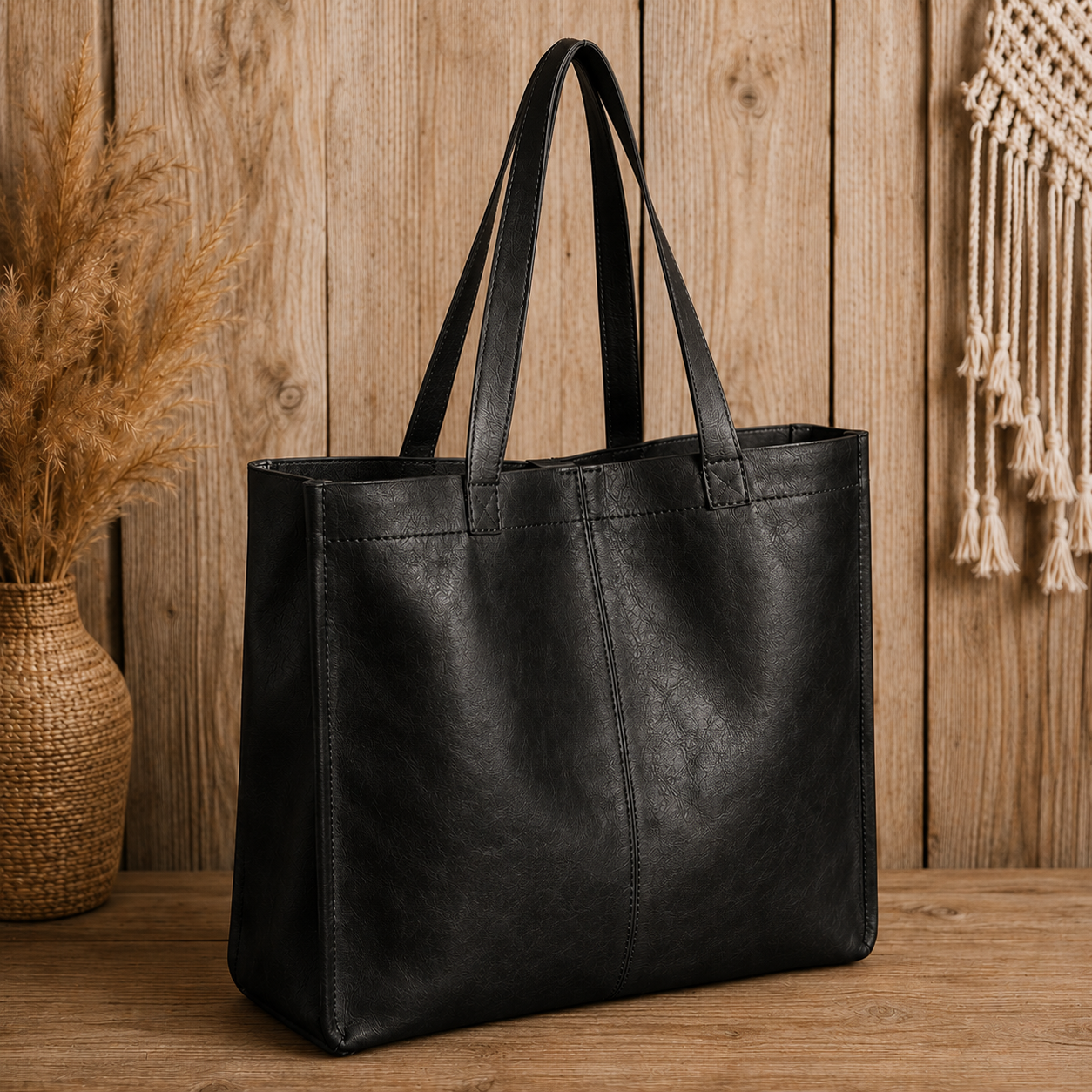 Leather Tote Bag – Minimalist Everyday Carryall for Work & Travel