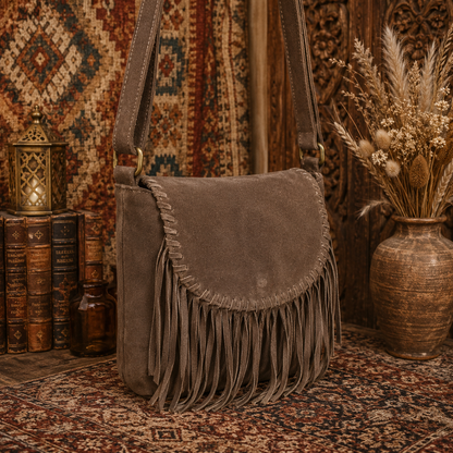 Suede Leather  Bag with Fringes