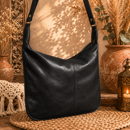 Classic Tan Leather Hobo Handbag