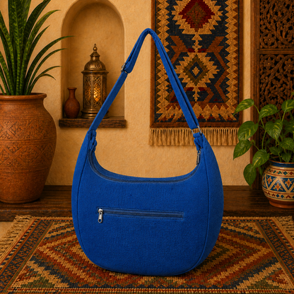 Large  Linen Shoulder Hobo Bag
