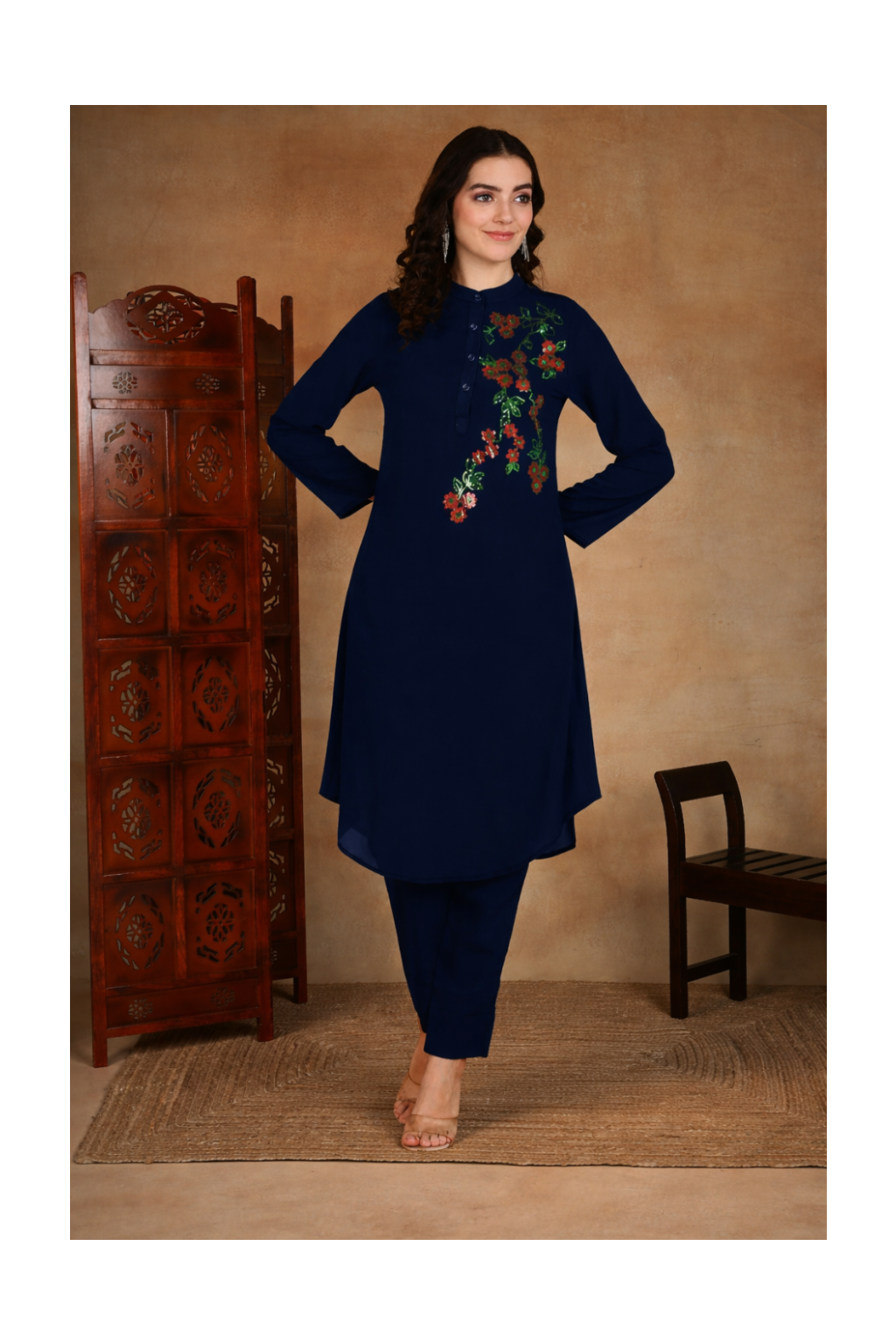Sequin-Embellished Women’s Rayon Top & Pant Co-Ord Set – Festive & Party Wear