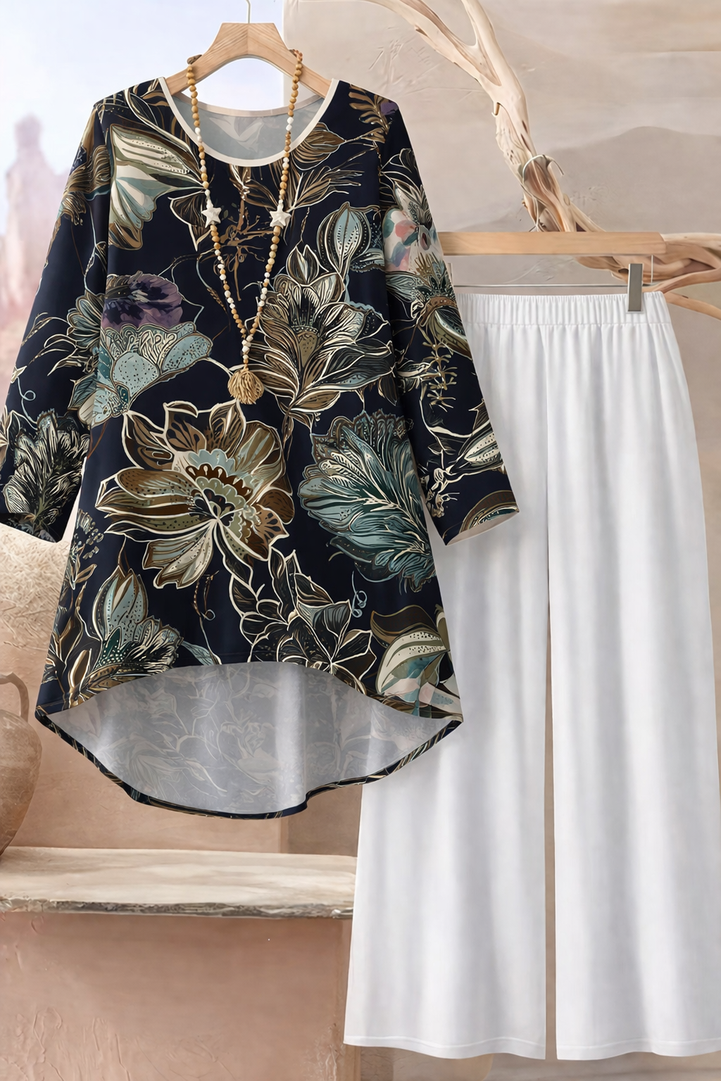 🌸 Stylish Spandex Floral Top & Pant Set