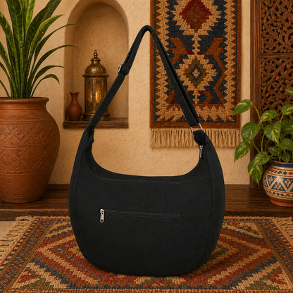 Large  Linen Shoulder Hobo Bag