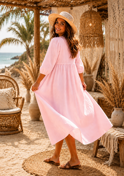 Linen Coastal Breeze Maxi Dress